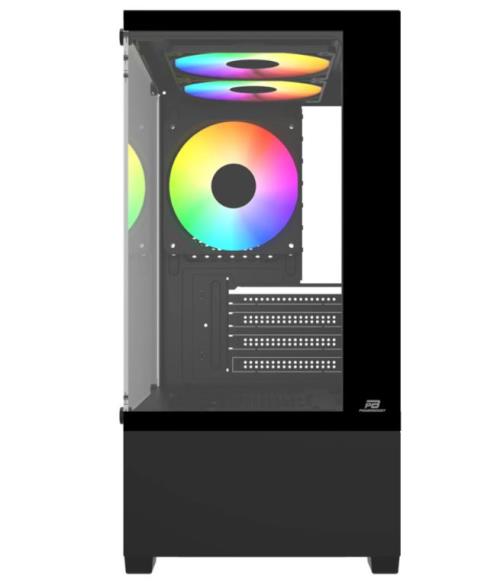 POWERBOOST M5001B (PSU YOK ) 3*12cm Rainbow Fanlı USB 3.0 Seaview M-ATX Gaming Siyah Kasa